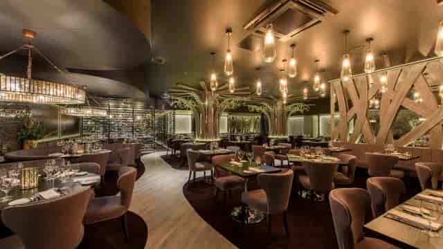 Private dining room in Birmingham with elegant lighting for upscale events and gatherings.
