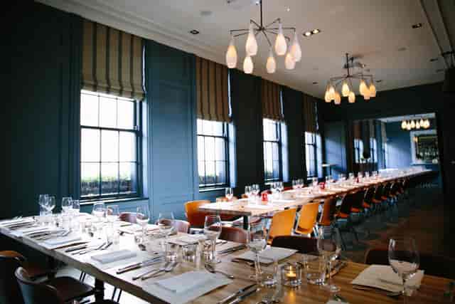 Elegant Blue Room dining space in The Dean Dublin for corporate events and private gatherings.