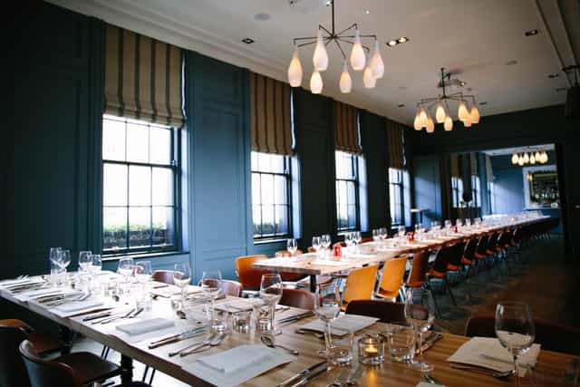 Elegant Blue Room dining space in The Dean Dublin for corporate events and private gatherings.