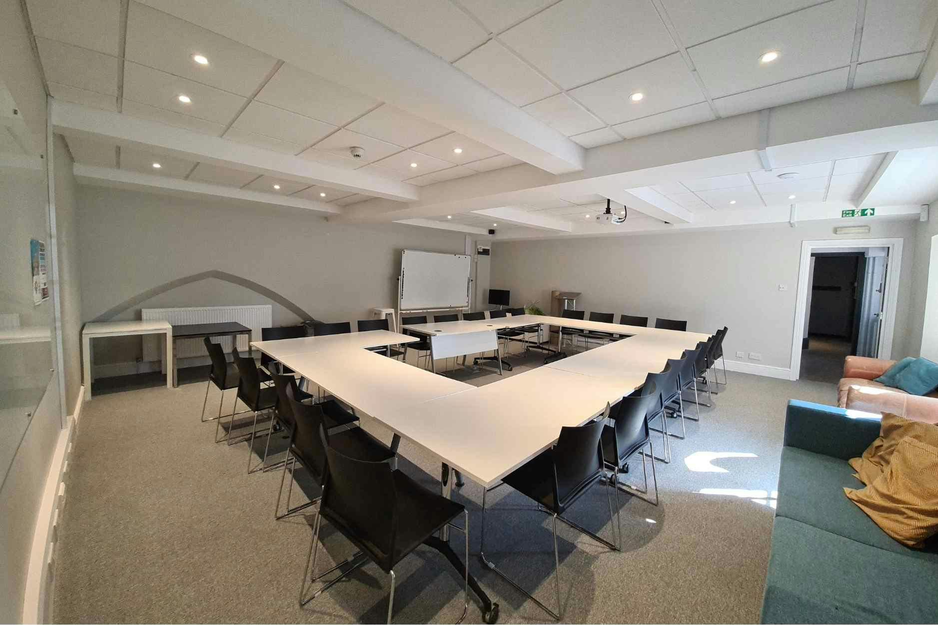 U-shaped meeting room in Future Leap, Clifton, ideal for workshops and strategic meetings.