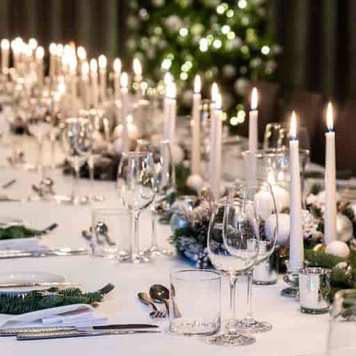 Elegant dining table in Sayuri Room, Nobu Hotel for festive corporate events.