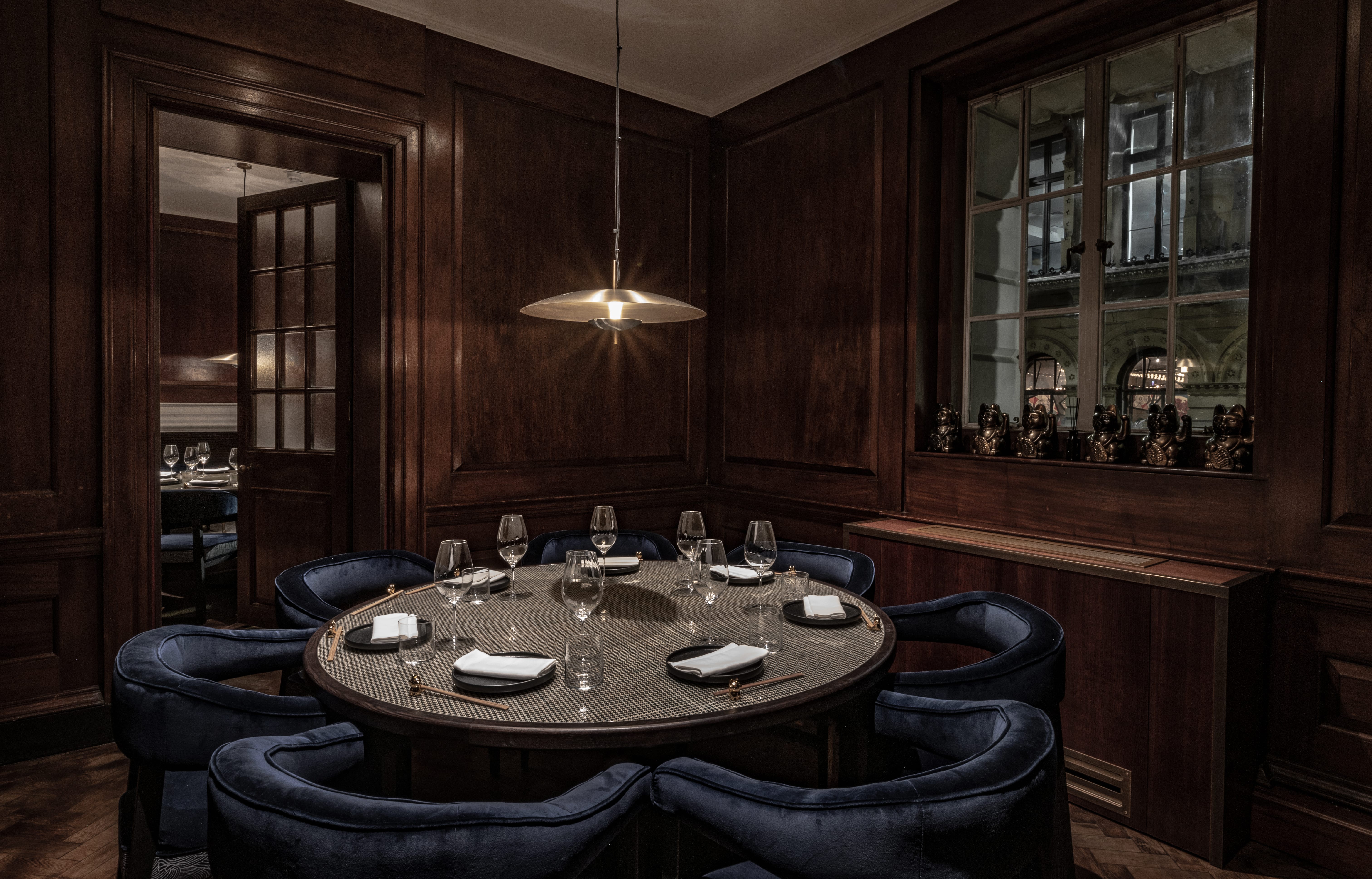 Private dining room at Lucky Cat, Manchester - elegant space for exclusive events.