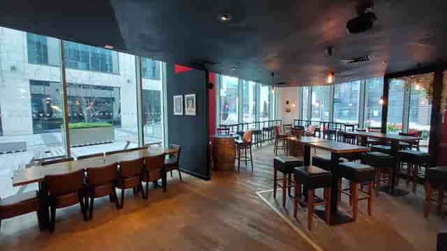Versatile event space with large windows at Veeno Italian Wine Bar Leeds for corporate events.