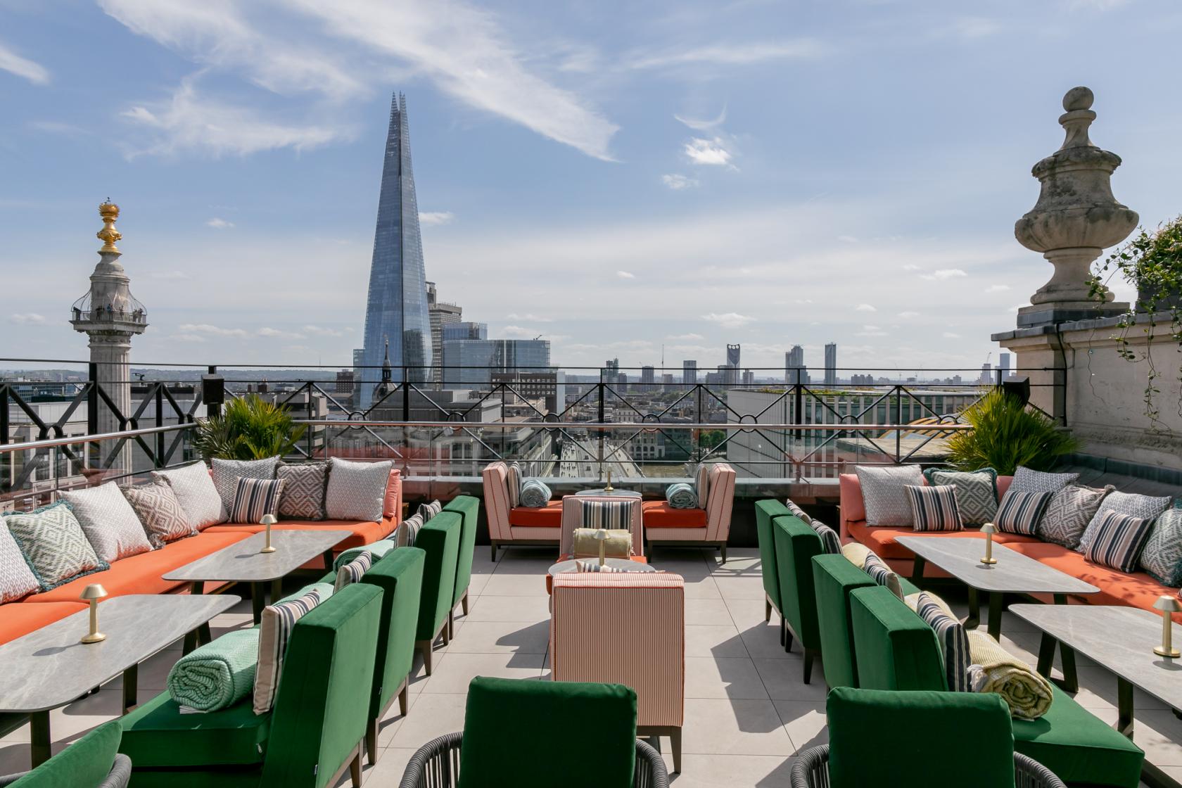 Rooftop venue in Wagtail London with panoramic views for upscale events and cocktail parties. - Banner