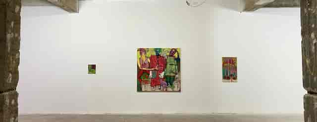 Private hire art gallery with vibrant abstract artwork, perfect for events and receptions.