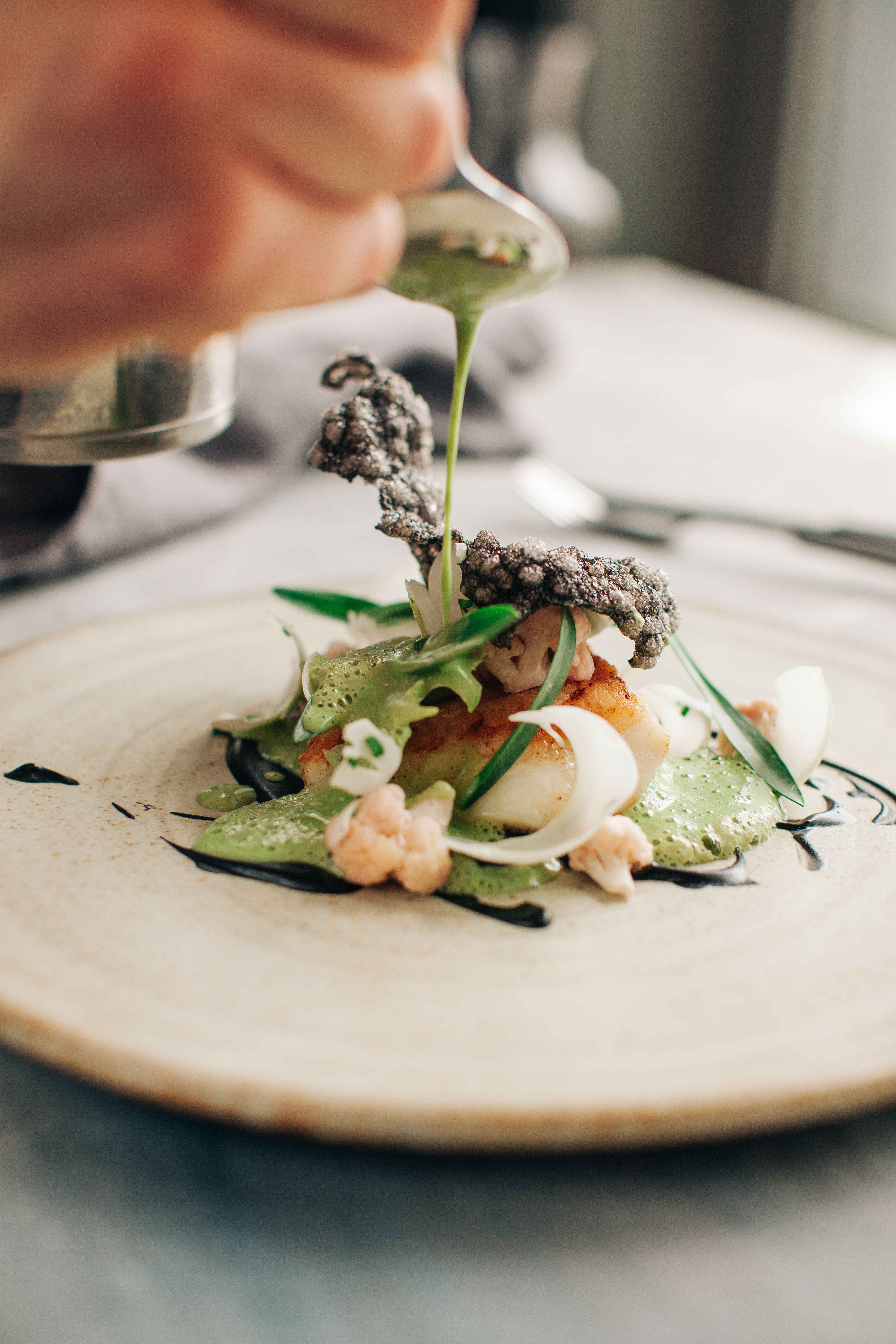 Meticulously plated dish at Great Guns Social for upscale dining events.