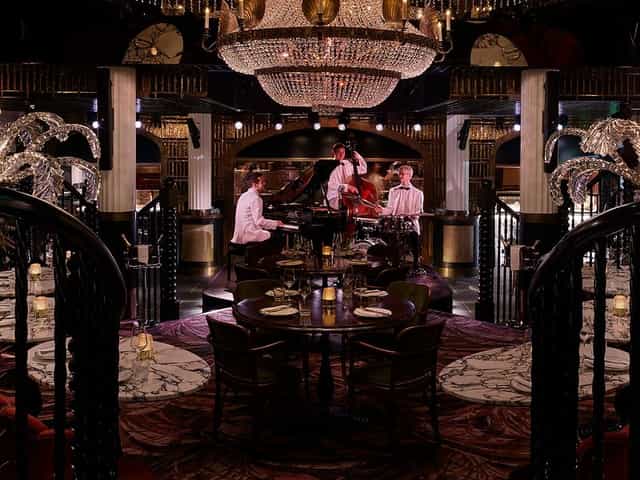 Elegant dining venue with live jazz trio at The Maine Mayfair for upscale events.
