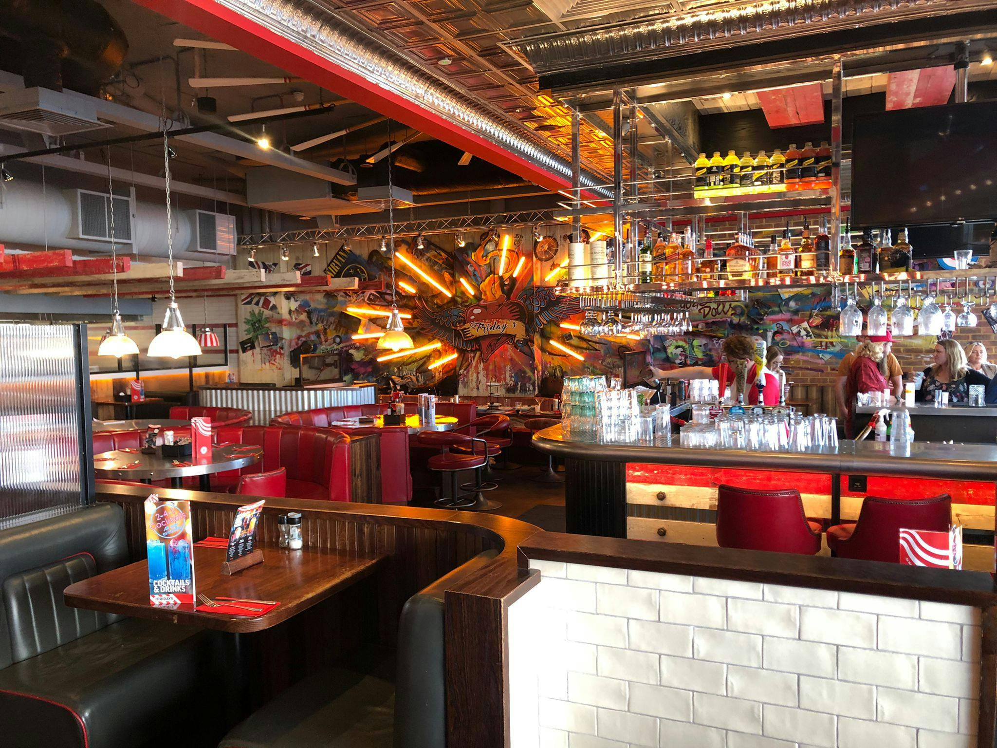 Semi-private dining area at TGI Friday's Brighton Marina, ideal for casual events and meetings.