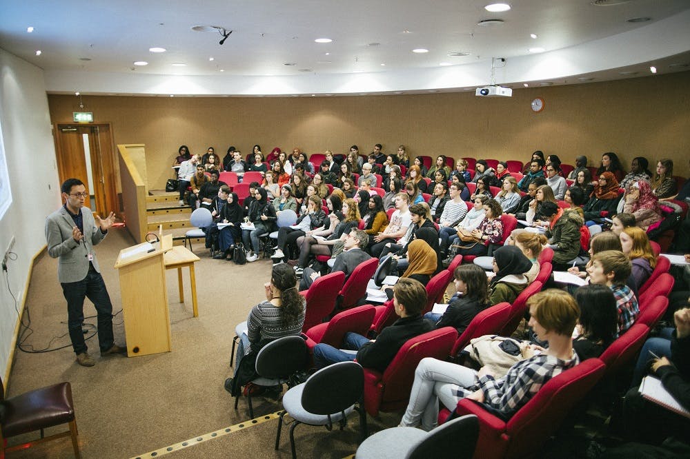 Nancy Knowles Theatre seminar with engaged audience and effective seating arrangement.