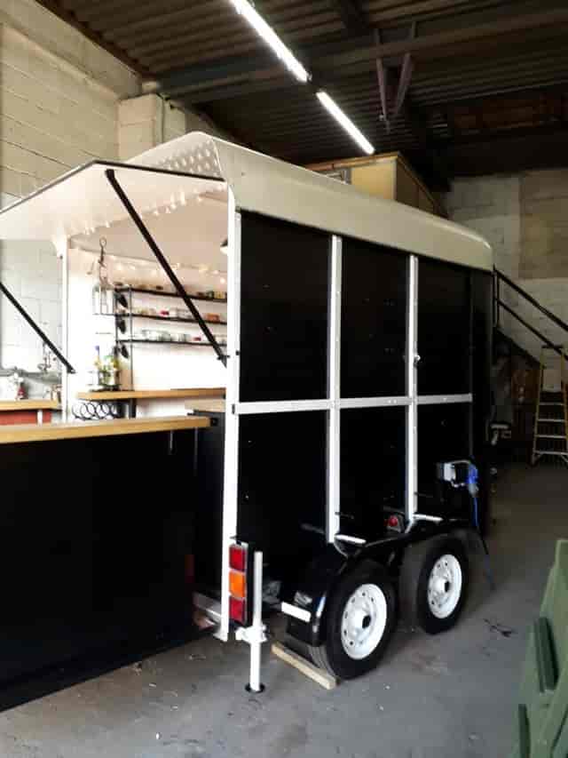 Mobile bar setup with string lights for weddings and corporate events at Kilder Country Sport.