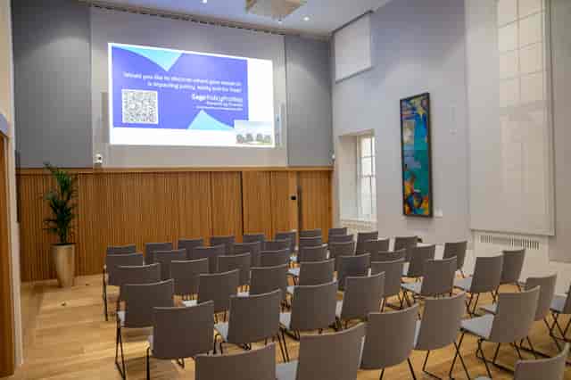 Wohl Gallery lecture room, wood paneling, conference, workshop