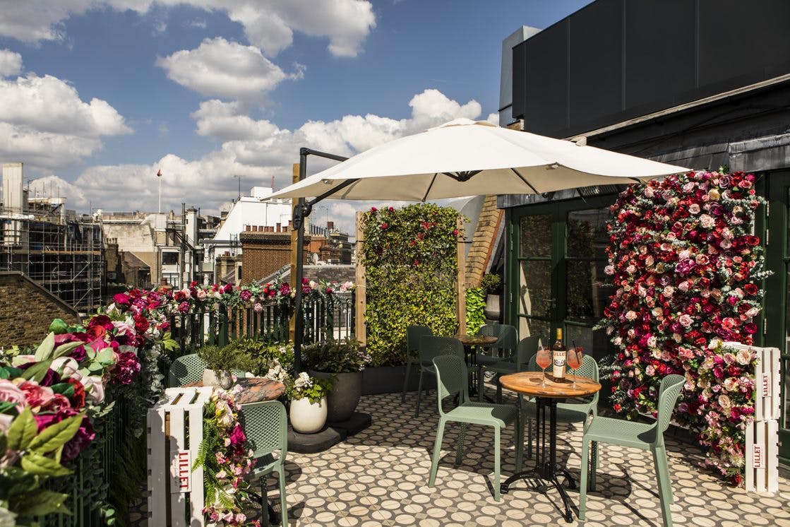 Rooftop terrace at AllBright Mayfair, ideal for cocktail receptions and networking events.