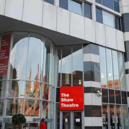 Modern Shaw Theatre with large glass windows, ideal for events and conferences.