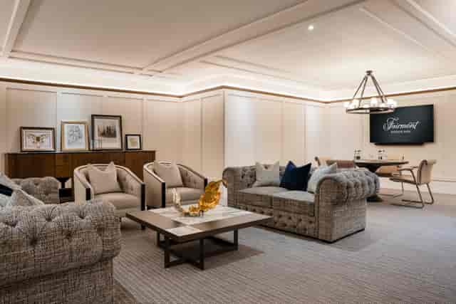 Blue Angel Lounge at Fairmont Windsor Park, elegant meeting space for events and discussions.