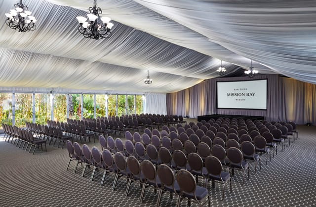 San Diego Mission Bay Resort Pavilion, elegant theater-style event space for conferences.