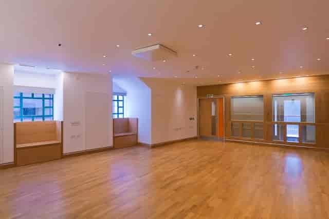 Education Studios at Shakespeare's Globe: versatile event space with warm wood flooring.