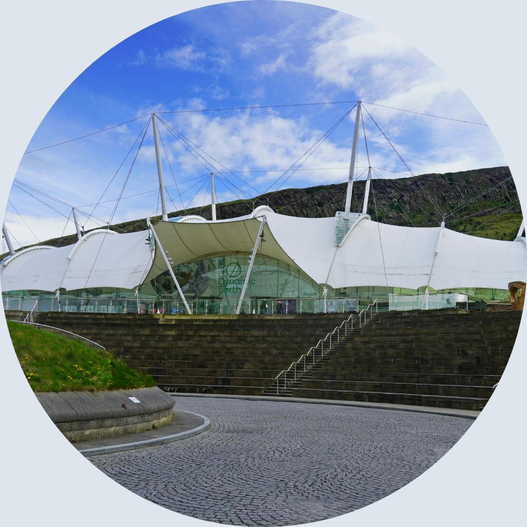 Modern event venue BIOSPHERE with tent-like canopy, ideal for indoor and outdoor events.