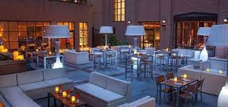 Stylish outdoor event space at Yorkville Royal Sonesta Hotel for cocktail parties.