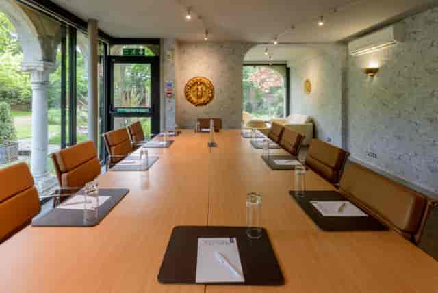 The Rose Room at Warren House Hotel, ideal for corporate meetings with natural light.