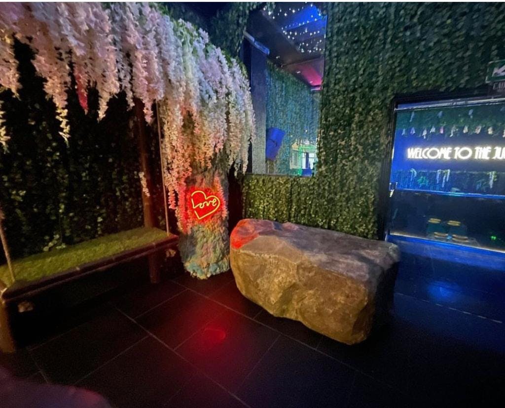 Lush event space at Jungle Bar & Grill, perfect for themed parties and networking.