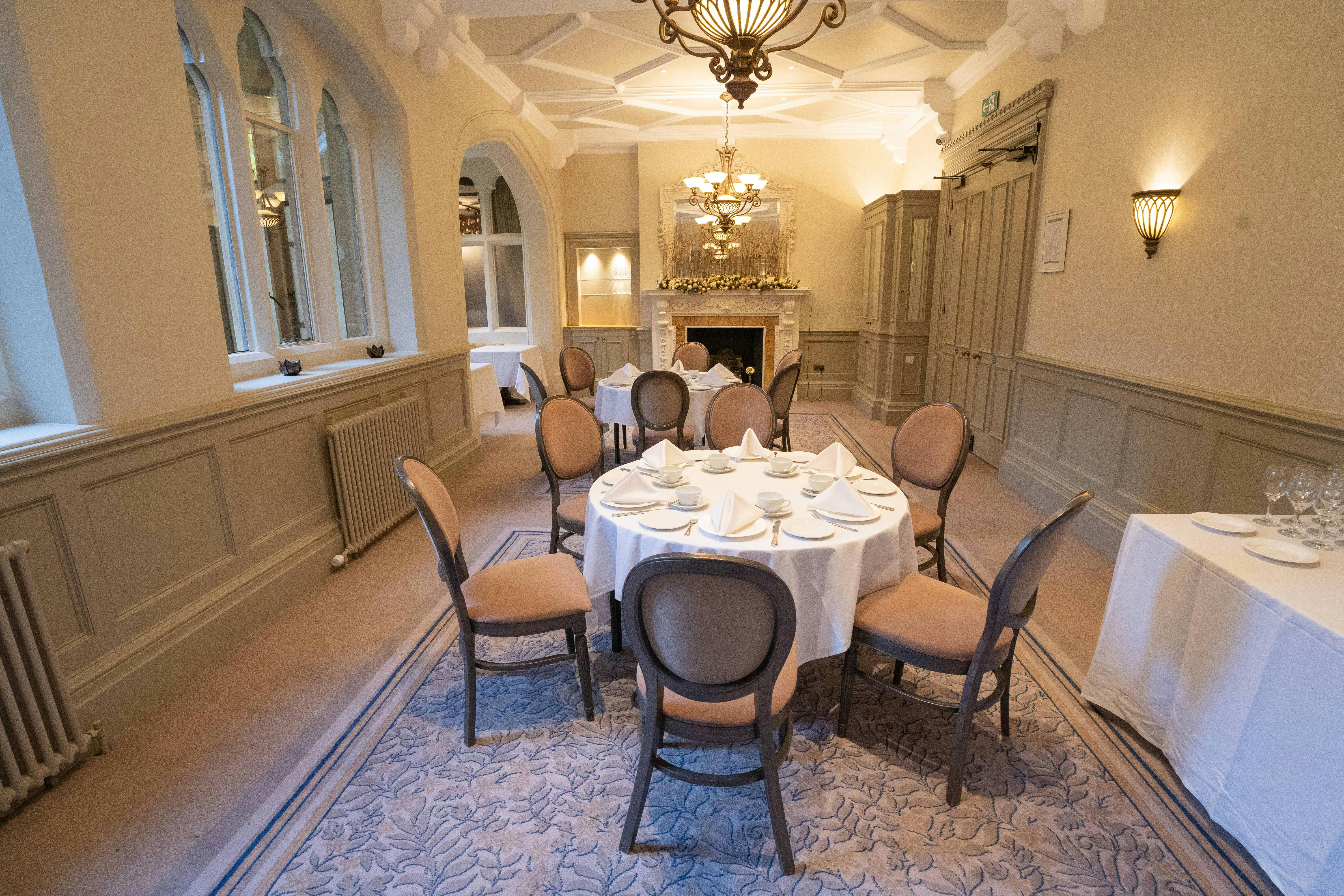 Wisteria meeting space at Warren House Hotel, elegantly set for corporate events and gatherings.