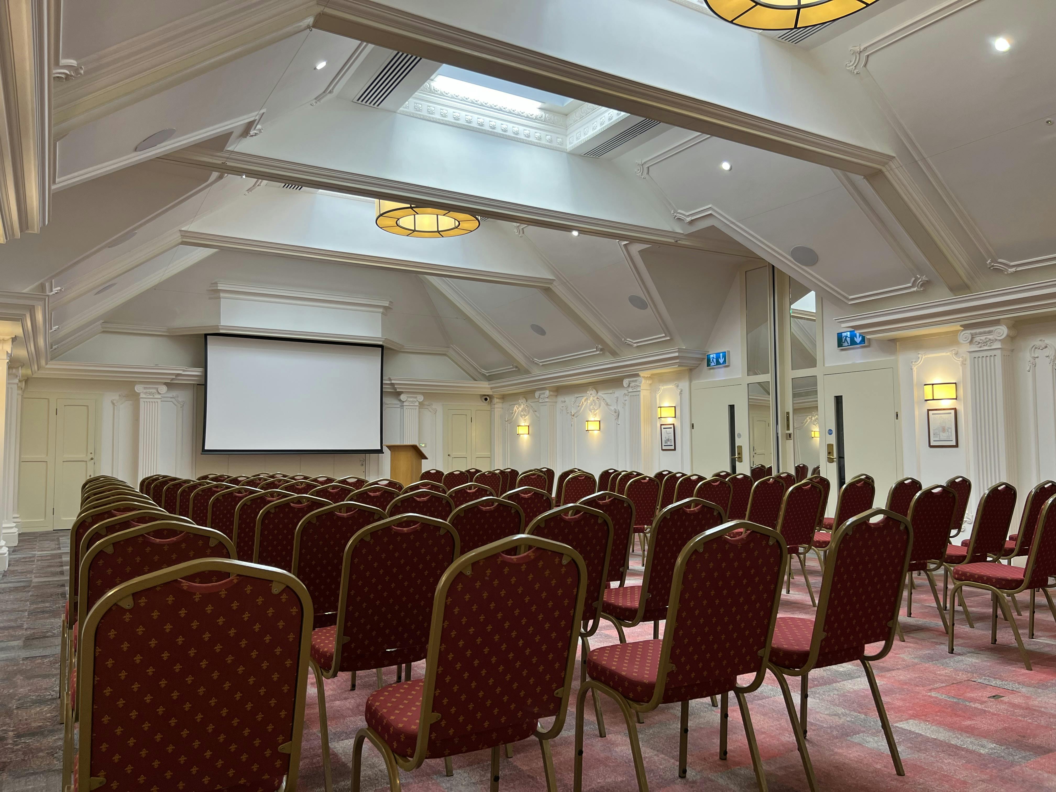 London Room at Warren House Hotel, spacious meeting venue with natural light for corporate events.