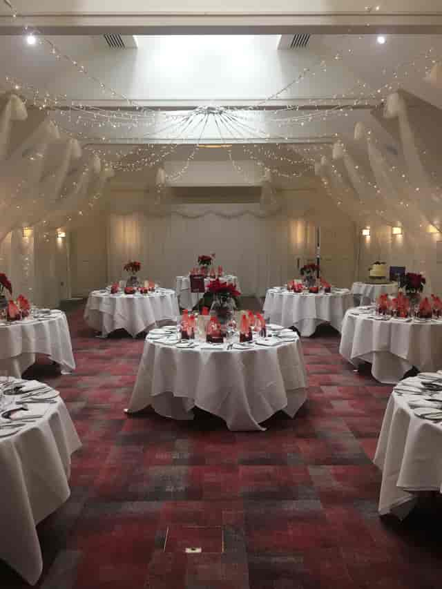 Elegant banquet room at Warren House Hotel, perfect for festive events and galas.