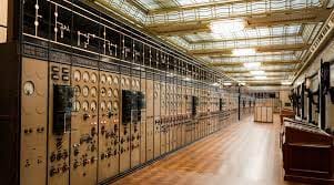 Vintage control room at Battersea Power Station, ideal for corporate events and gatherings.