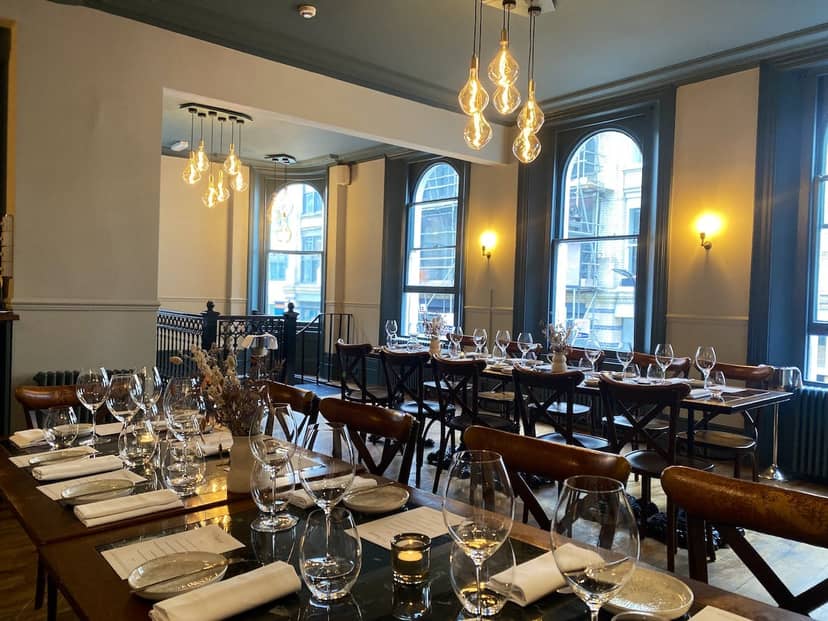 Private dining room at The Princess of Shoreditch, elegant decor for corporate events.