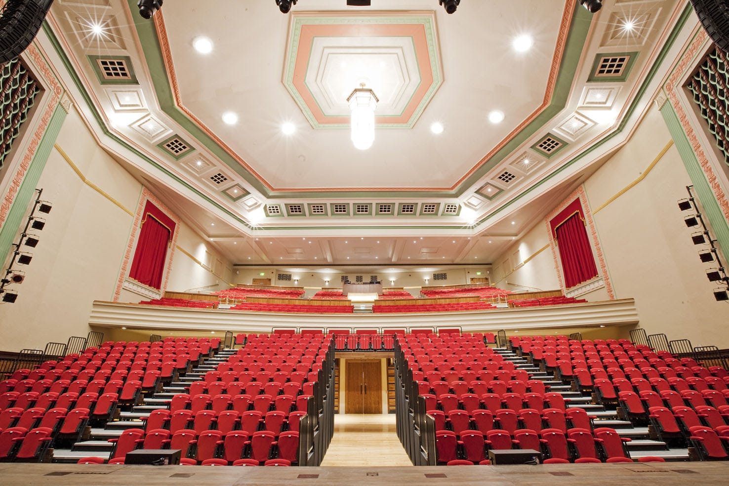 Great Hall at Queen Mary Venues, spacious auditorium with tiered seating for events.