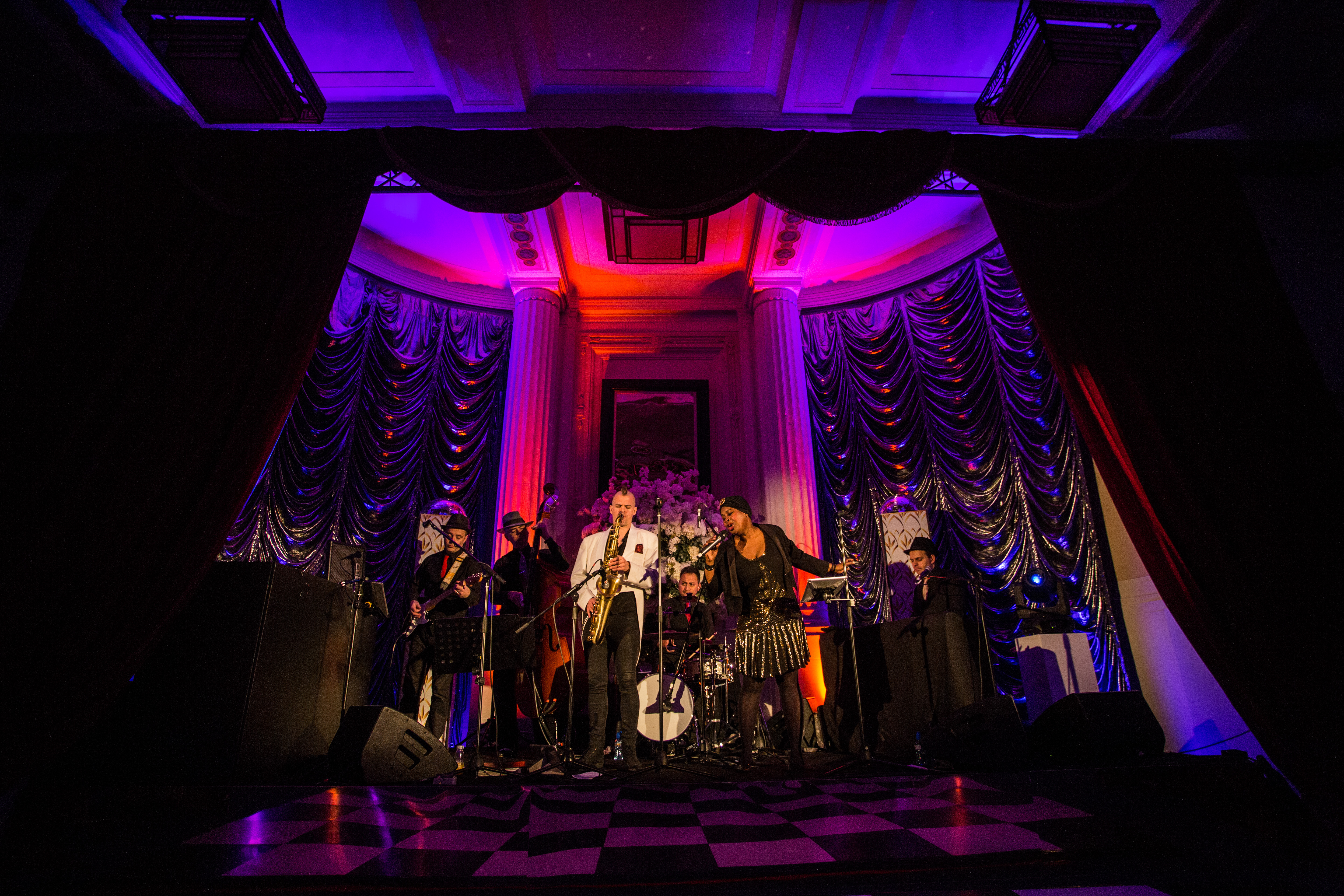 Live band performing at The Grand Temple, Freemasons' Hall, ideal for upscale events. - Banner