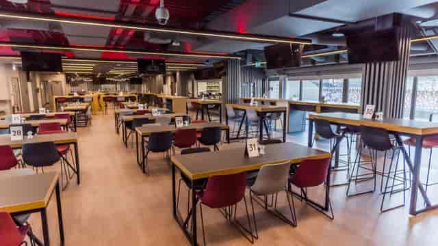 Modern event venue at Brentford FC with natural light, ideal for corporate meetings.