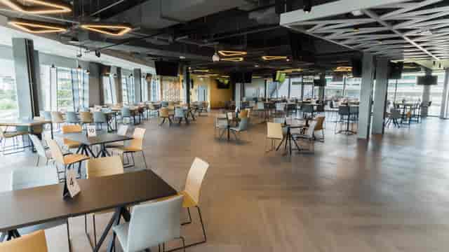 Modern event venue at Brentford FC with flexible seating for corporate meetings and gatherings.