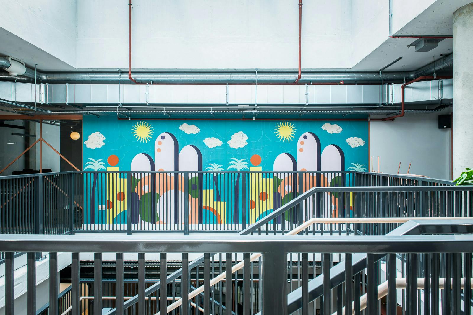 Brighton Event Space mural, vibrant venue for creative workshops and networking.