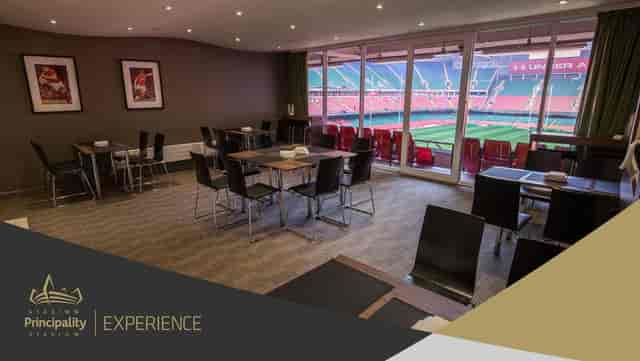 "Versatile event space in Principality Stadium for corporate meetings with stunning views."