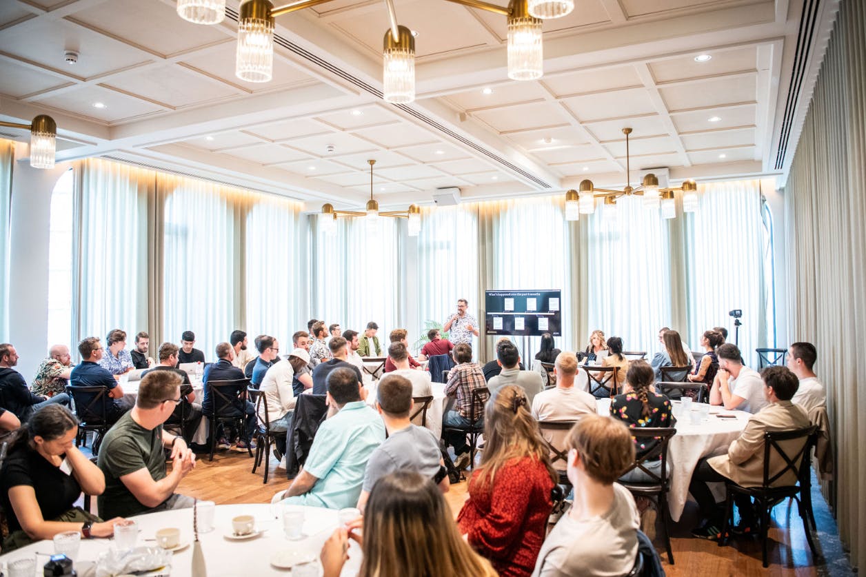 Engaged attendees in a well-organized meeting space at Cleaver & Wake.