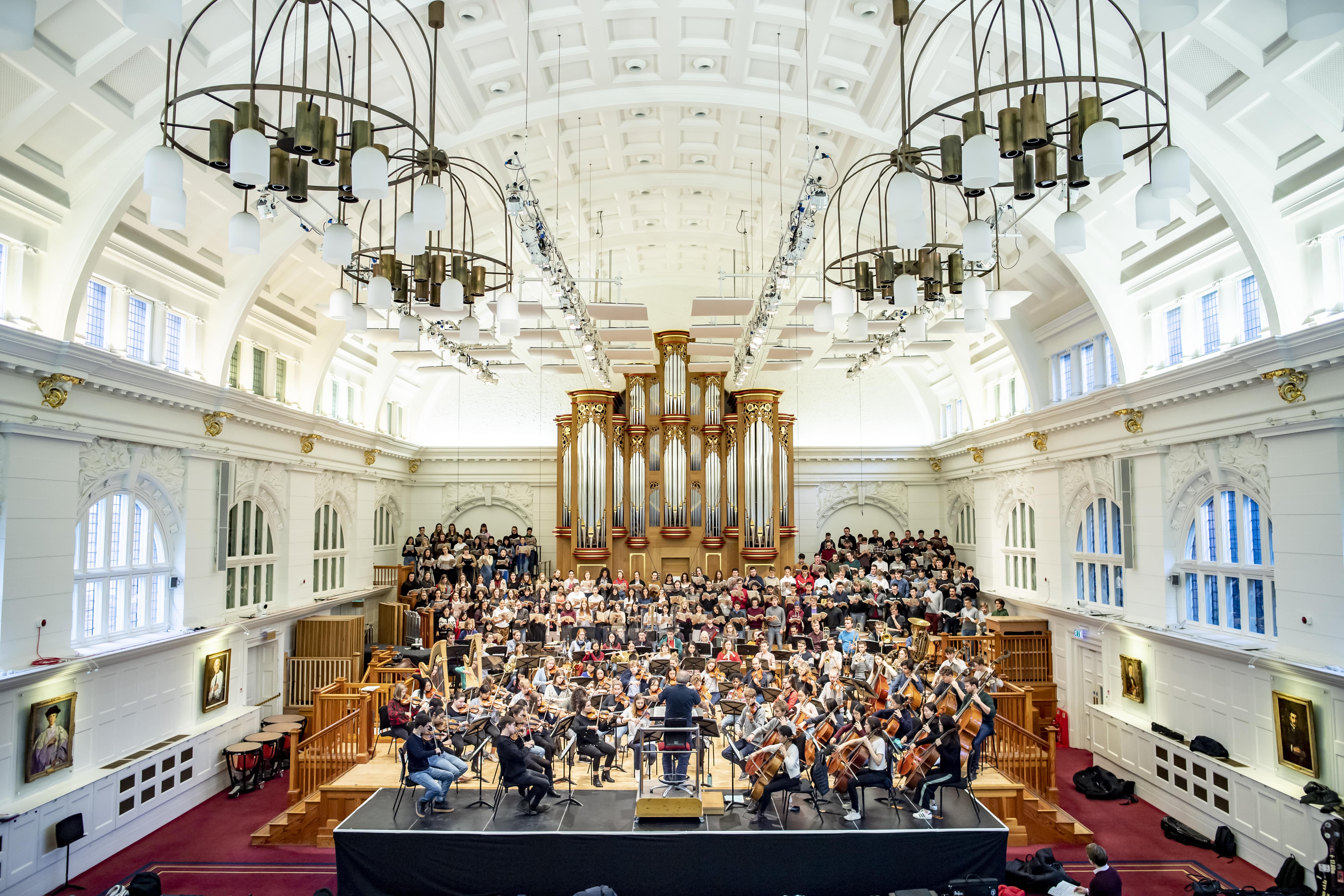 Amaryllis Fleming Concert Hall with organ, ideal for orchestral events and gala dinners.
