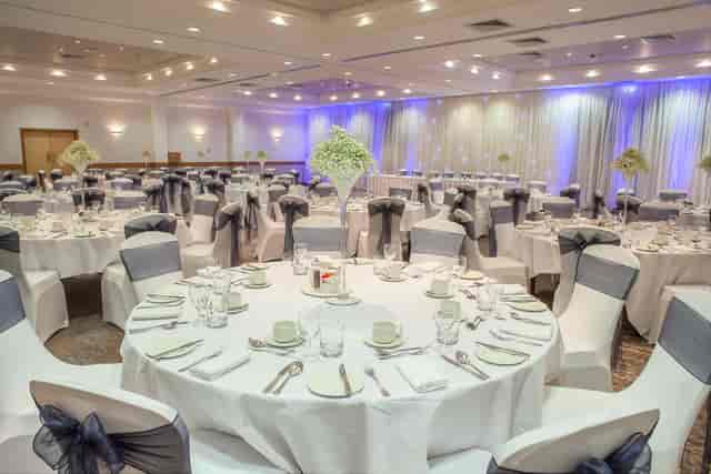 Elegant banquet hall at DoubleTree Swindon, perfect for weddings and corporate events.