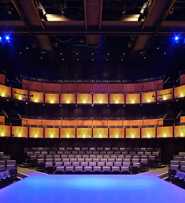 Sohoplace auditorium with tiered seating, ideal for performances and presentations.