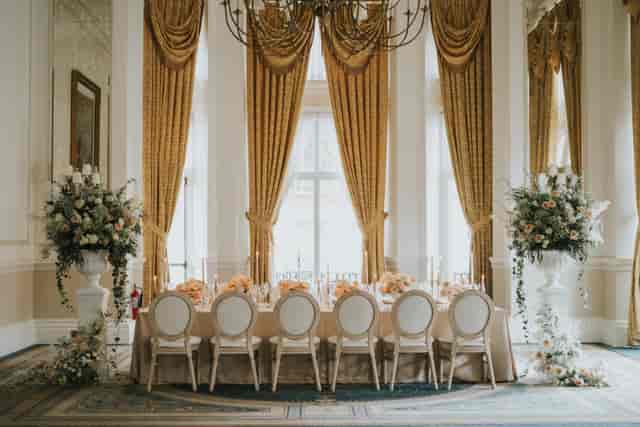 Elegant banquet table in Empire Room, The Landmark London for weddings and corporate events.