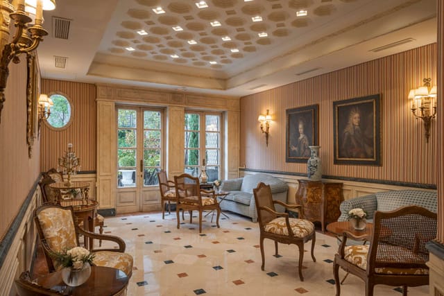 Elegant Tea Rooms at Hotel Orflia, ideal for networking events and intimate gatherings.