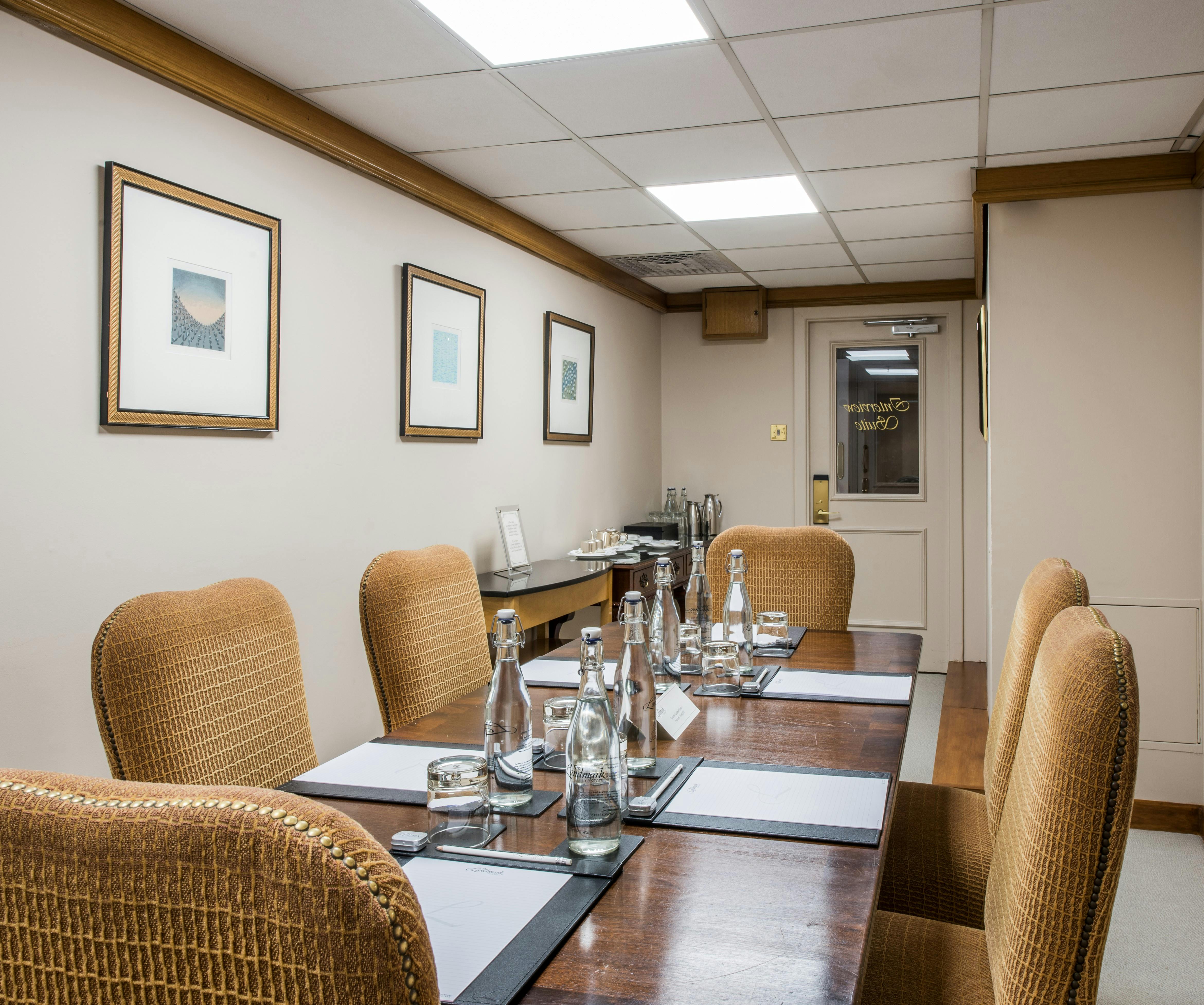 Interview Suite at The Landmark London, elegant table setup for meetings and events.