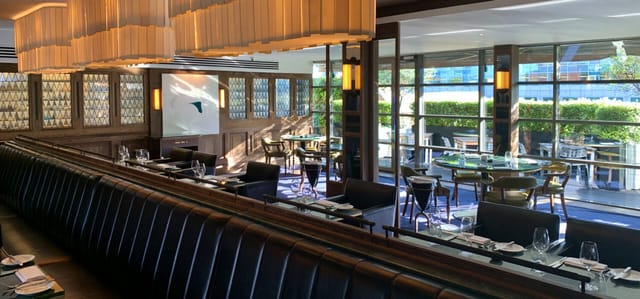 Sophisticated dining space at Eight Club, perfect for corporate meetings and events.
