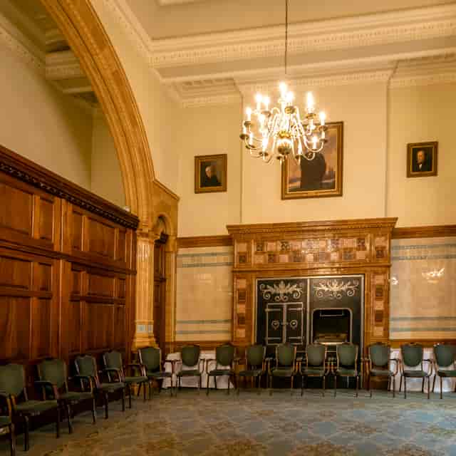 David Lloyd George Room, elegant wood paneling, formal meeting space at National Liberal Club