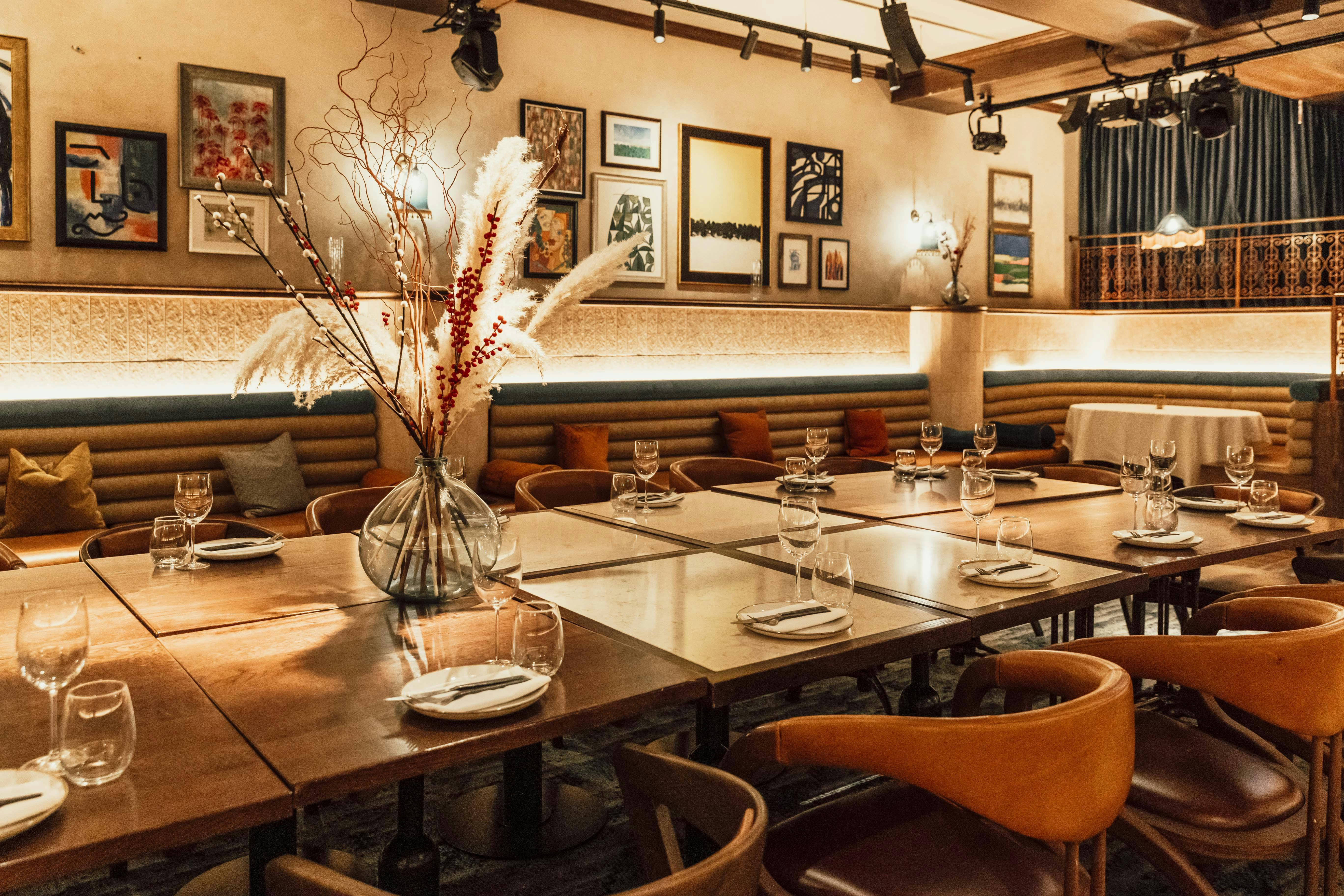 Elegant dining space at Layla Lounge & Bar, perfect for upscale events and gatherings.