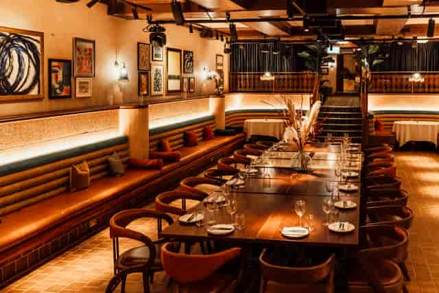 Stylish dining space at Layla Lounge & Bar, ideal for intimate gatherings and events.