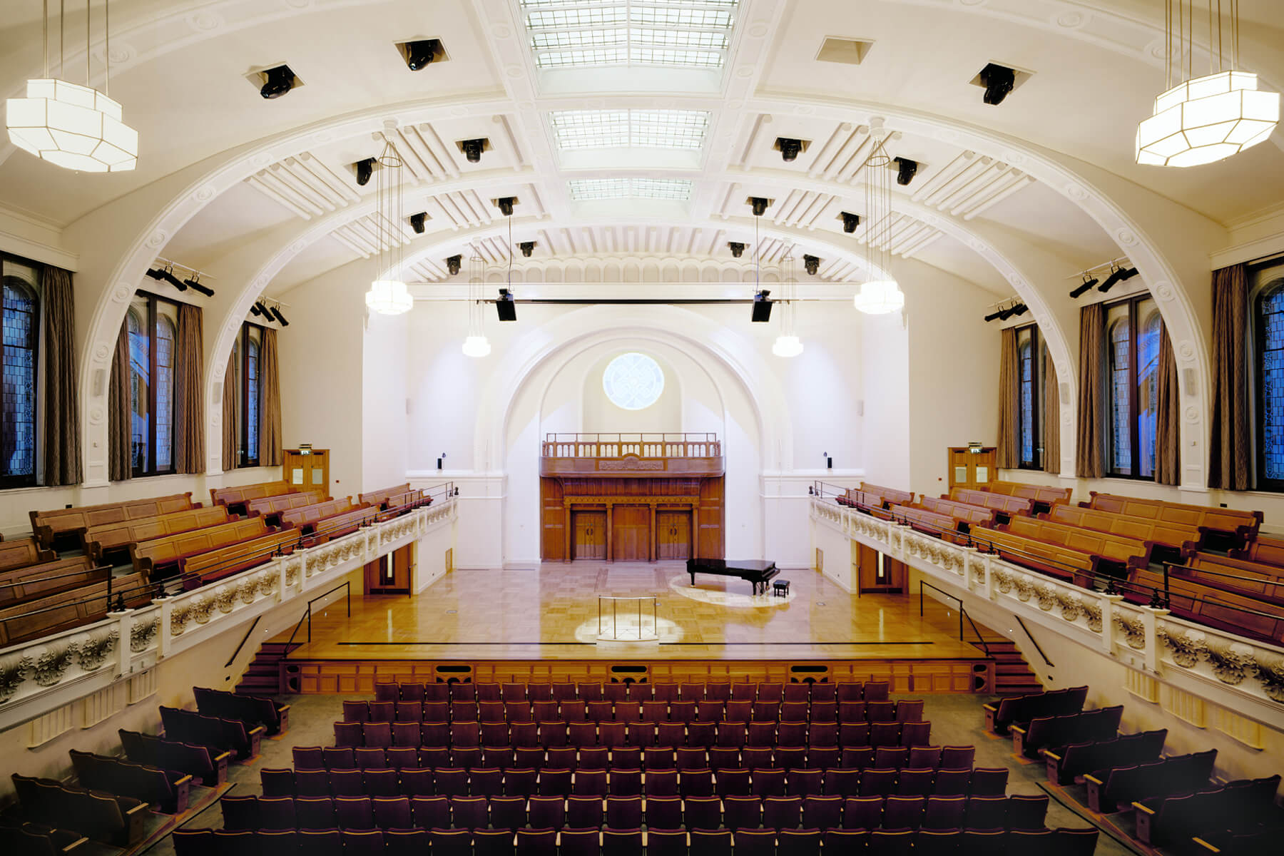 Cadogan Hall auditorium with tiered seating, perfect for concerts and corporate events. - Banner