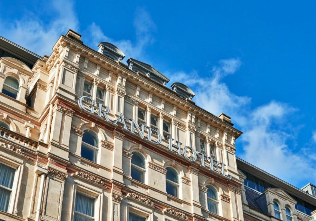 Grand Hotel Birmingham facade, elegant architecture for high-profile events and meetings.