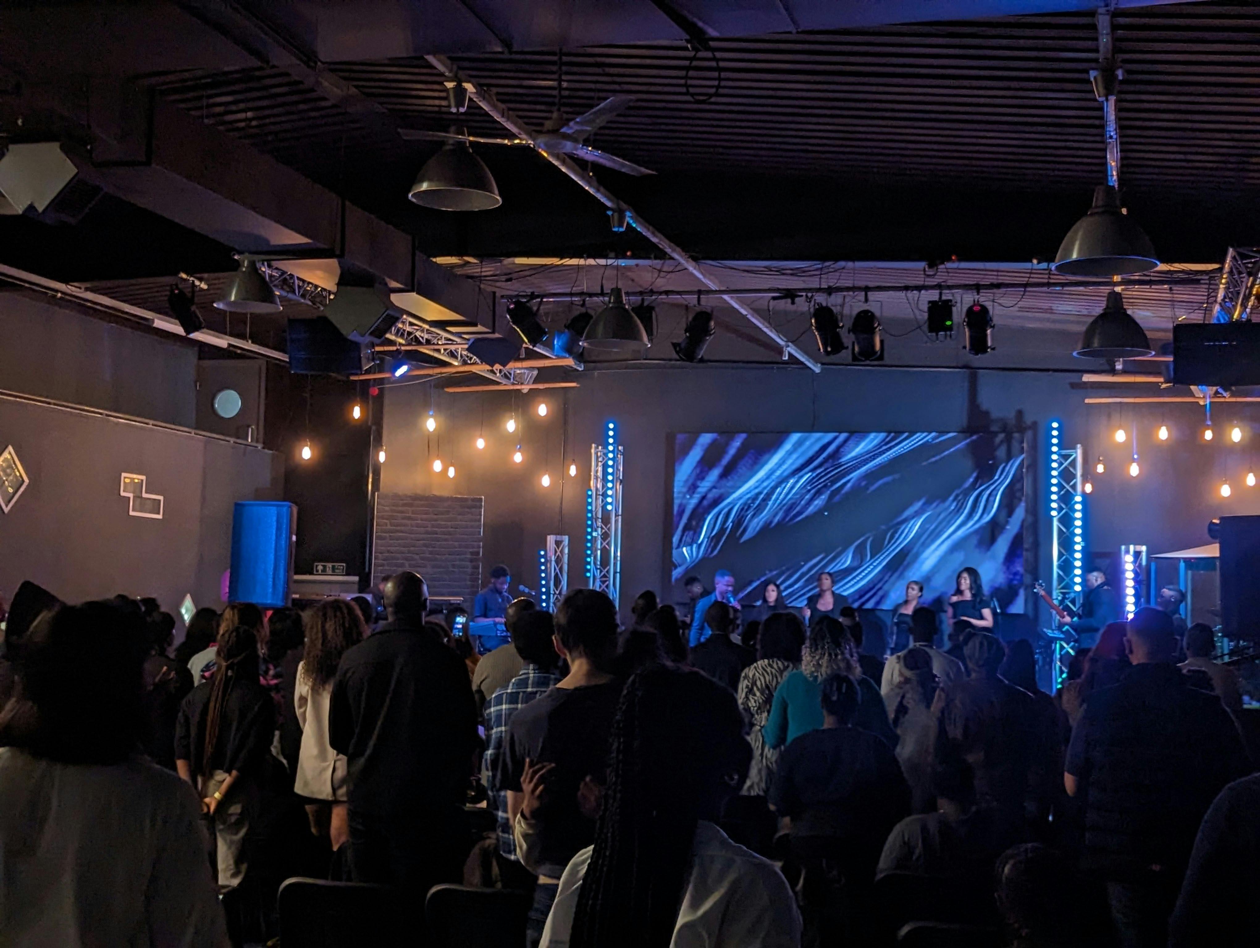 Vibrant event space in Victory Outreach Manchester, ideal for concerts and gatherings.