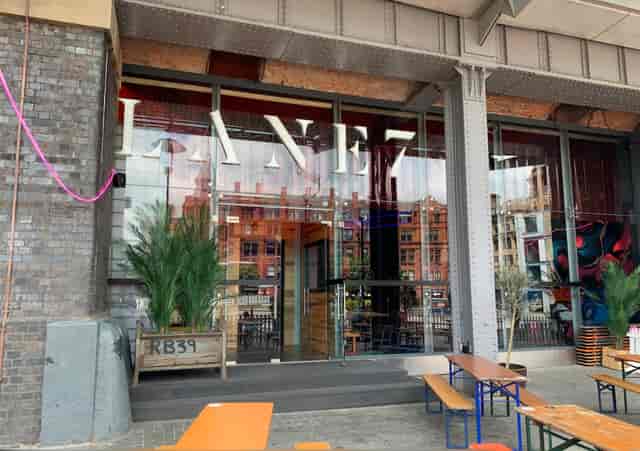 Stylish venue entrance at Lane7 Manchester Deansgate, ideal for modern events and gatherings.